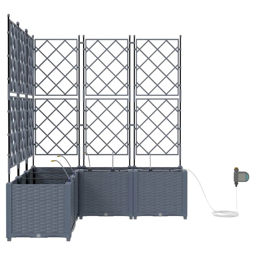 Set di 5 fioriere da giardino moderne con sistema di irrigazione 120 x 120 x 142 cm acciaio grigio chiaro 02_0058600
