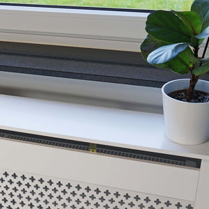 Toboli Copritermosifoni in legno bianco 112 x 19 x 82 cm, copri termosifone in MDF, pannello in legno per radiatori, elegante mobile copritermosifone