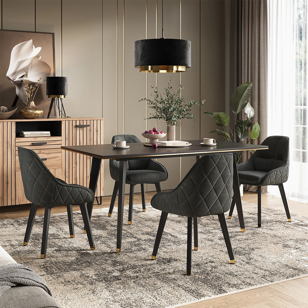 Vicco Tavolo da pranzo Nero 200 x 90 cm Estensibile