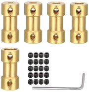 Adattatore a gomito in ottone - 5 pezzi - diametro di connessione 2 mm a 5 mm - inclusi viti - chiave a stella - finitura dorata - adattatore a asse