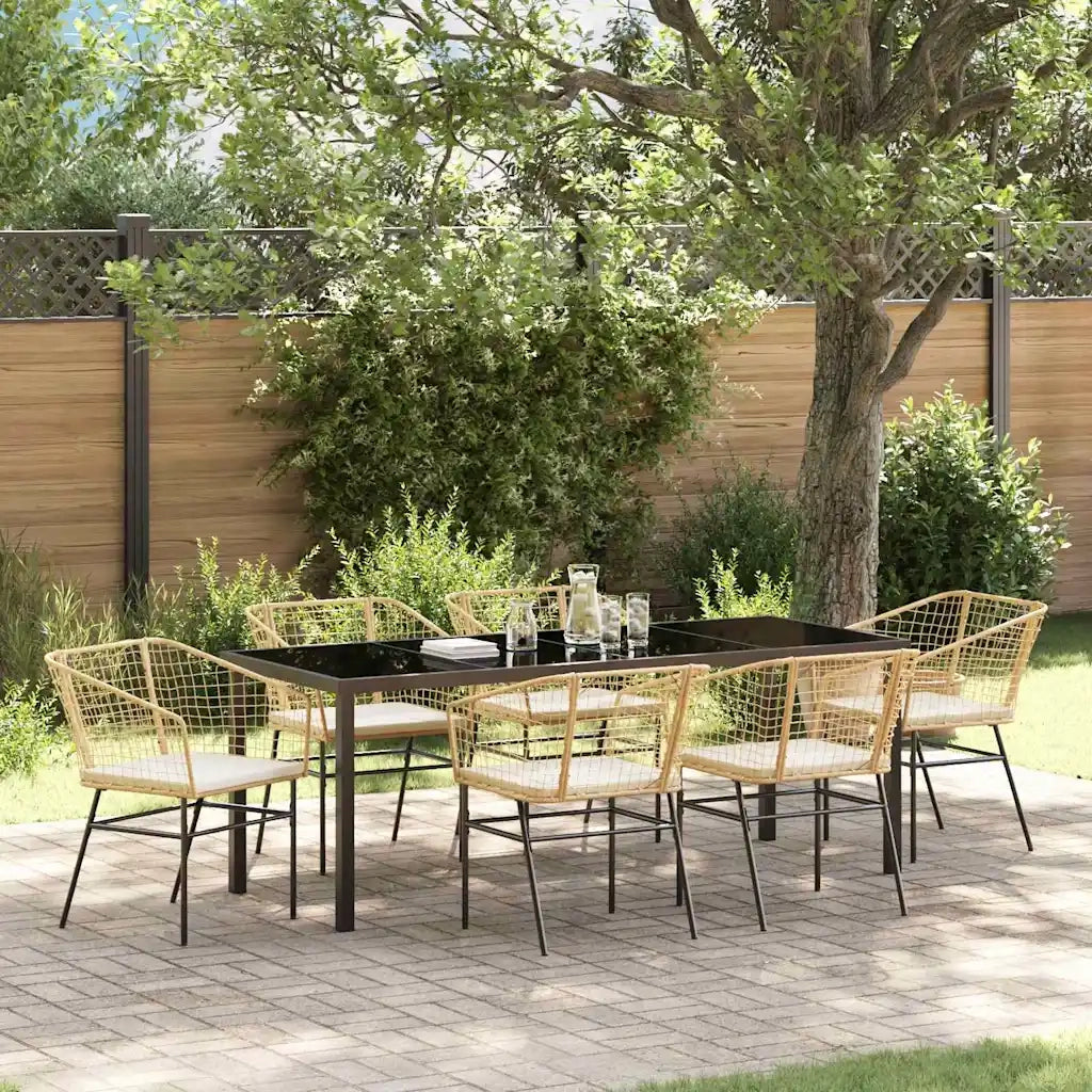 Set da Pranzo per Giardino 7 pcs Marrone polyrattan 3380916