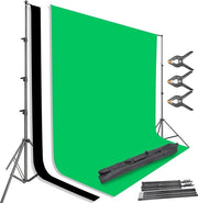 Crea Perfecte Immagini con il Sistema di Supporto per Sfondo da 2,6m x 3m - Completo con 3 Colori Sfondi da 1,8m x 3m per Fotografia di Prodotto, Ritratti e Riprese Video.
