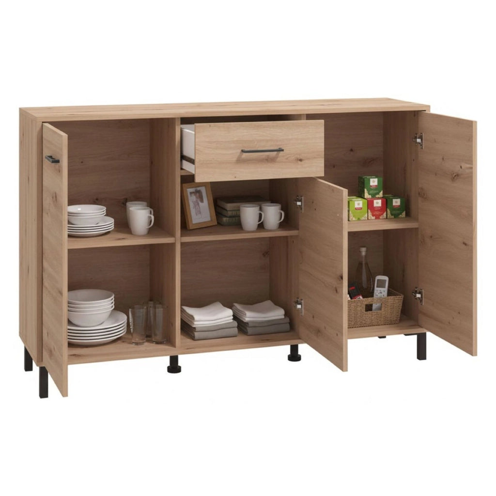 Madia Laerru, Credenza un Cassetto, 138x40x90h cm Marrone Rovere Nodi