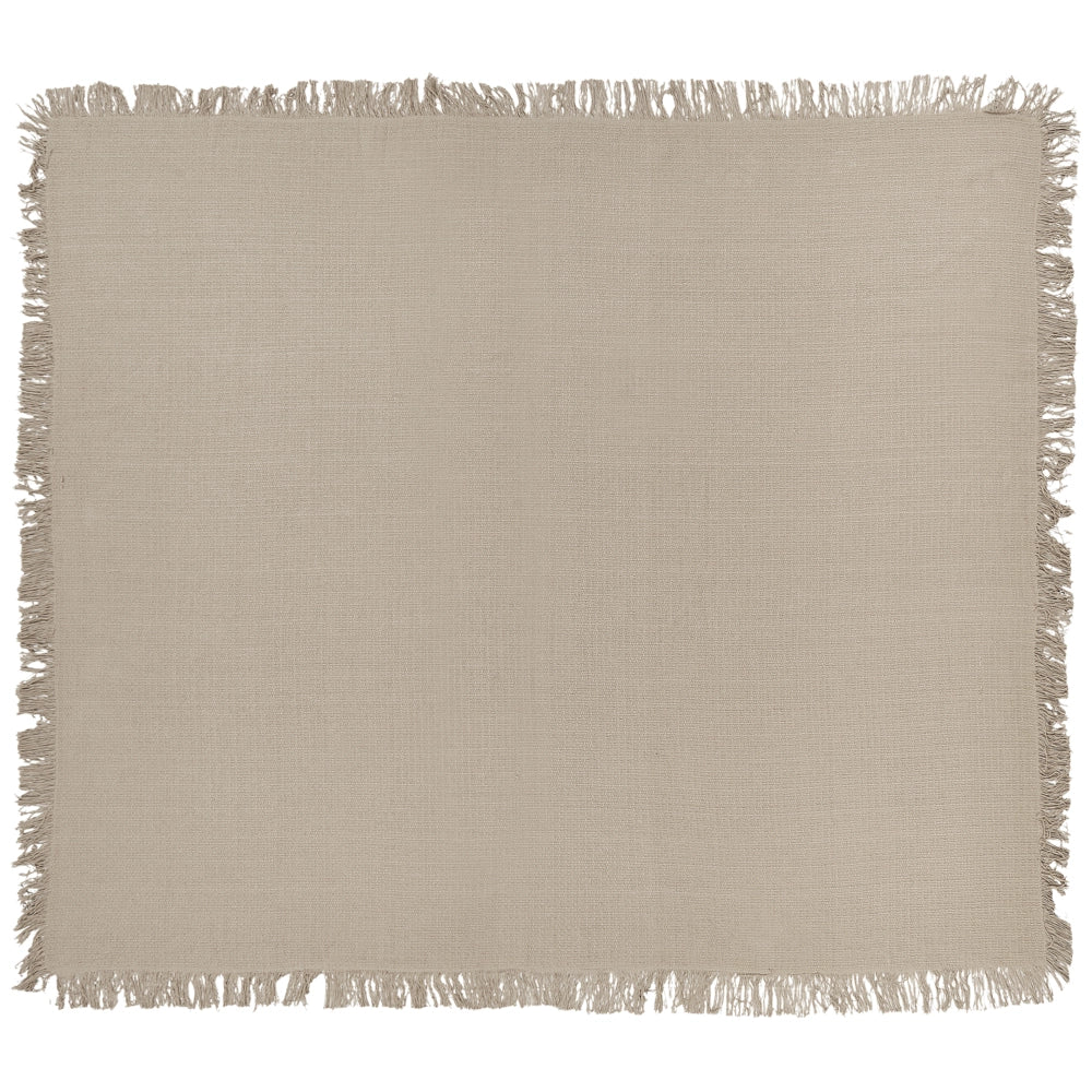 Copriletto tortora in tessuto di cotone 200 x 220 cm con frange Coperta decorativa Biancheria da letto design classico Camera da letto