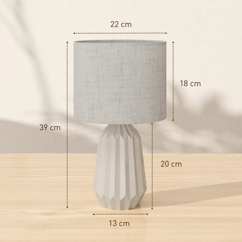 Lampada da tavolo, lampada da comodino con paralume in lino, interruttore a bilanciere, lampada da scrivania, 22 x 22 x 39 cm, beige