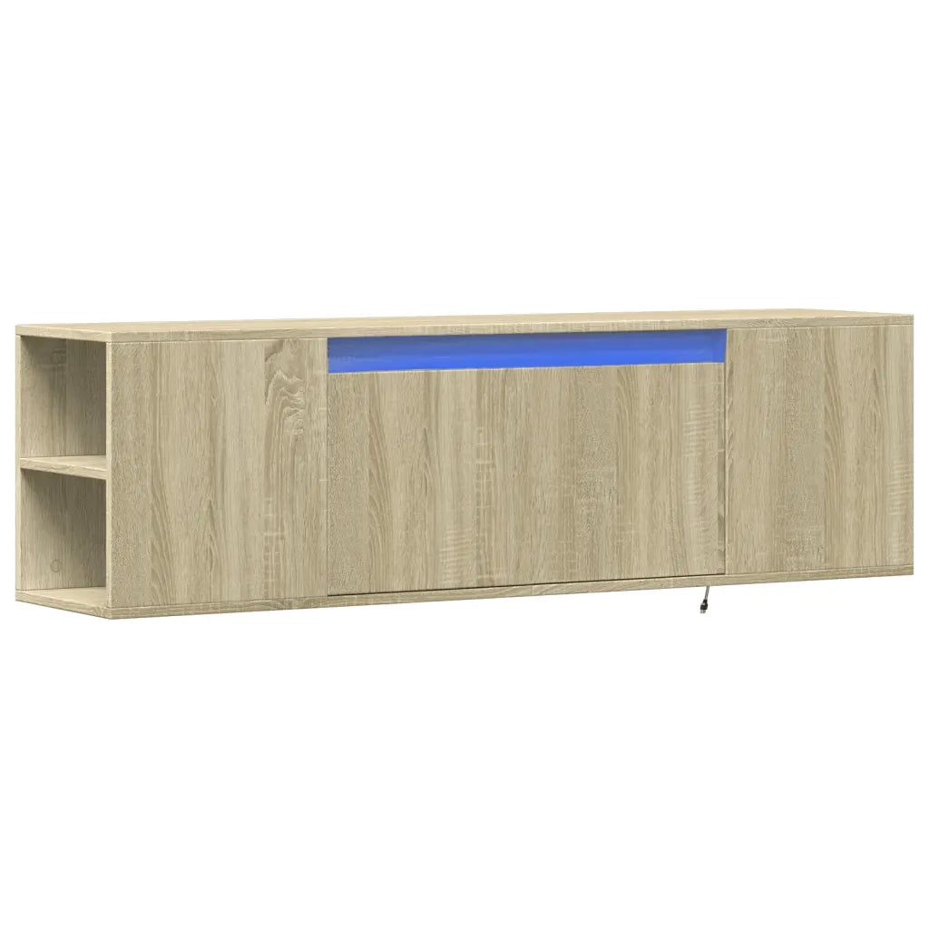 Mobile TV a Parete | Armadietto TV | Mobile Porta TV con Luci LED Rovere Sonoma 135x31x39,5 cm