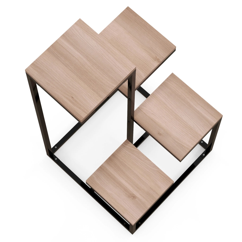 Scaffale per Piante a 4 Livelli in Legno e Metallo ¨C Zephmum ¨C Marrone e Nero 40x40x75.5 cm