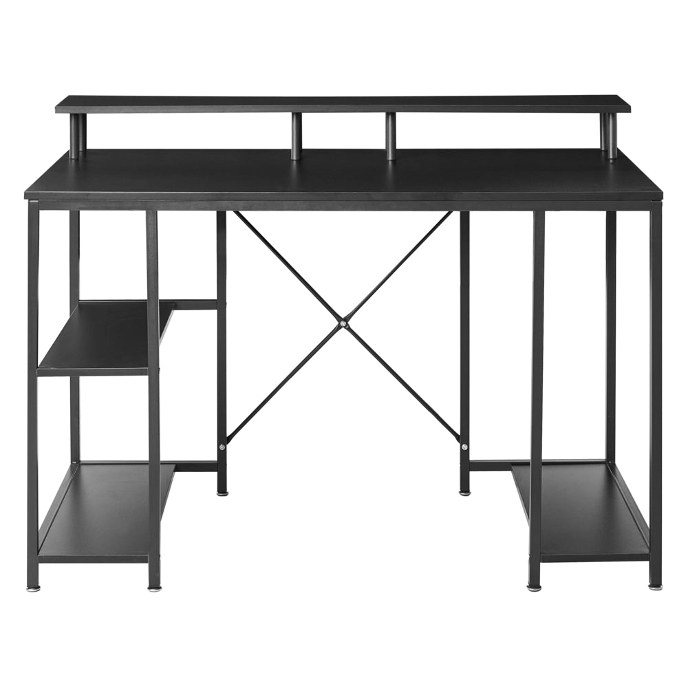 Scrivania da ufficio con piano in MDF nero gambe e struttura in ferro verniciato a polvere 3 ripiani per aggiungere spazio di archiviazione moderna