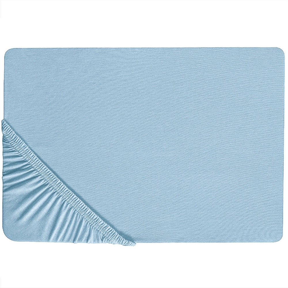 Lenzuolo con angoli cotone azzurro 140 x 200 cm coprimaterasso elasticizzato modello classico a tinta unita camera da letto classica