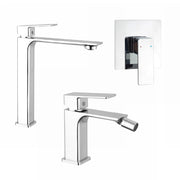 Set miscelatori: lavabo alto bidet senza scarico e incasso doccia monocomando cromato | Ingrid
