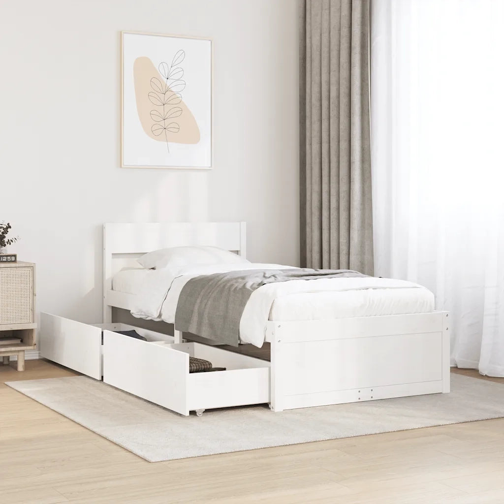 Letto singolo | Letto per adulti | Letto senza Materasso Bianco 90x200 cm Legno Massello di Pino