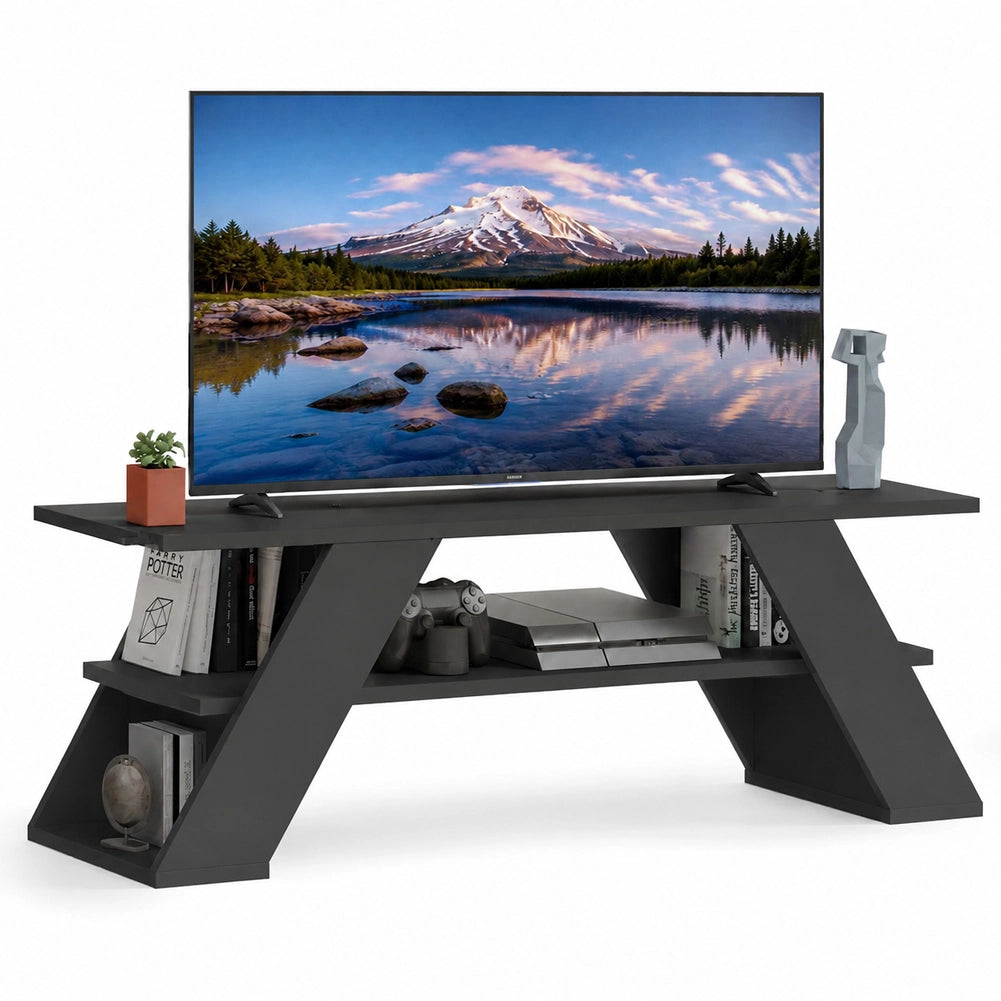 Mobile Porta Tv Moderno da Soggiorno Antracite in Legno Resistente 120x33.5x40cm