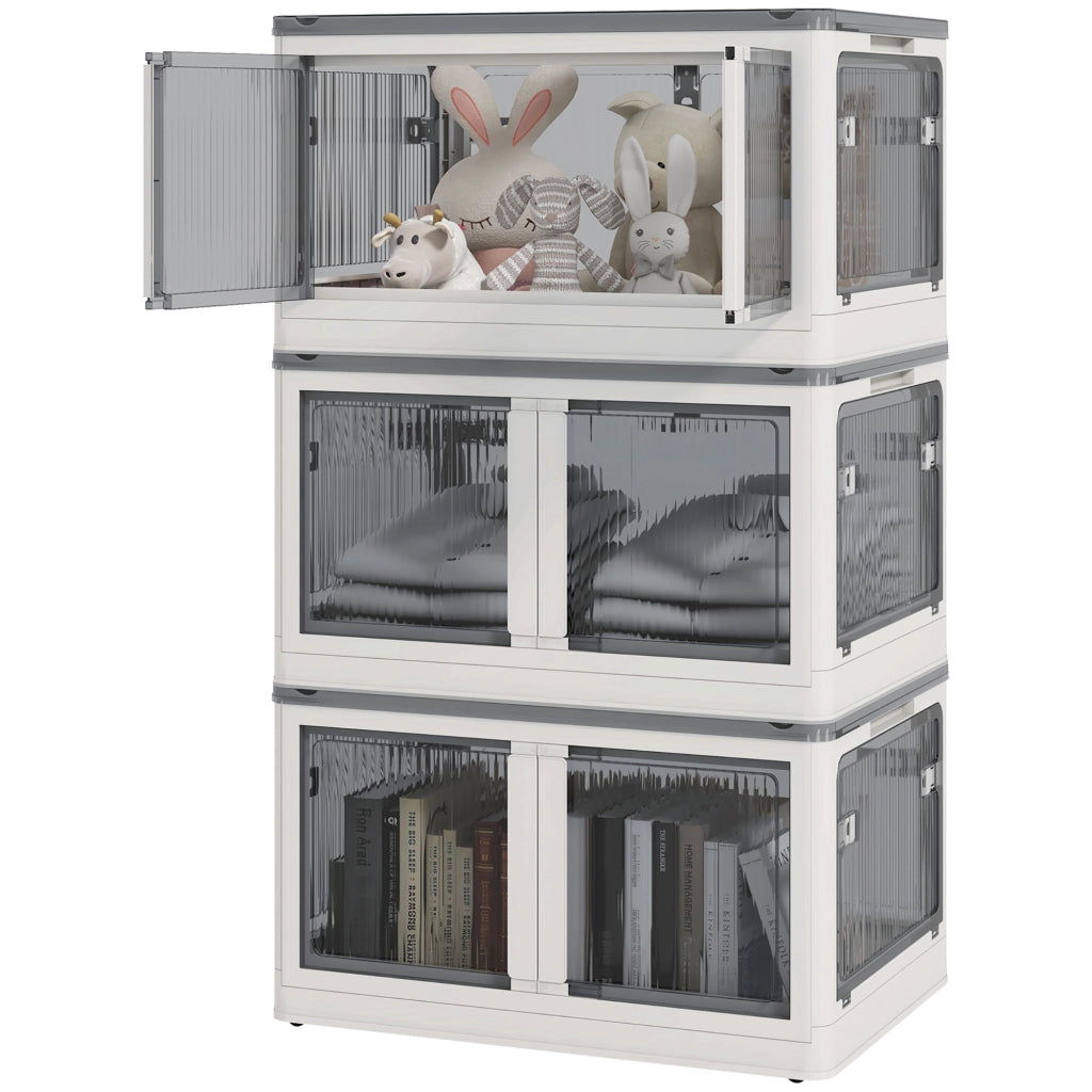 Scatole di conservazione 3 pezzi pieghevoli con ruote ¨C zephmum ¨C bianco 60x42x34 cm