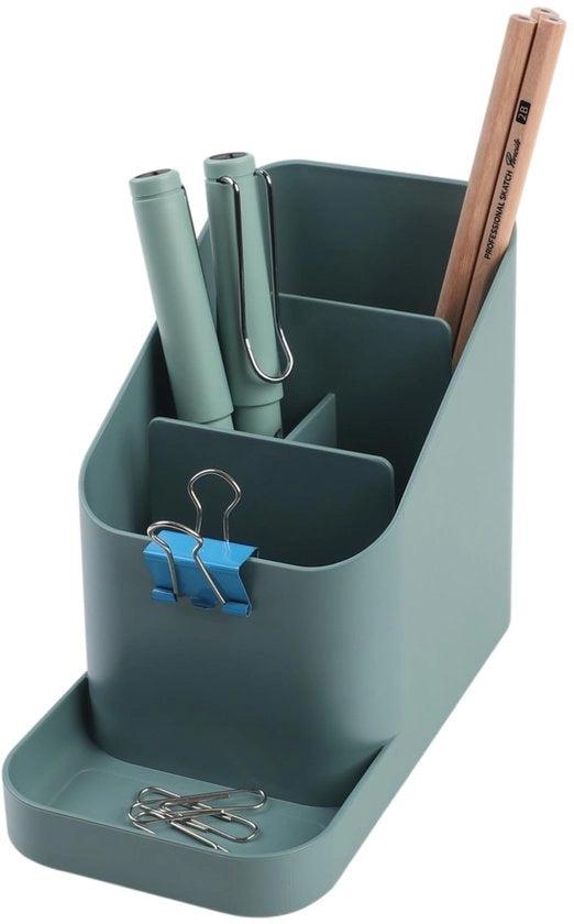 Organizzatore per ufficio in stile ginkgo - contenitore per penne, note e accessori da ufficio (verde)