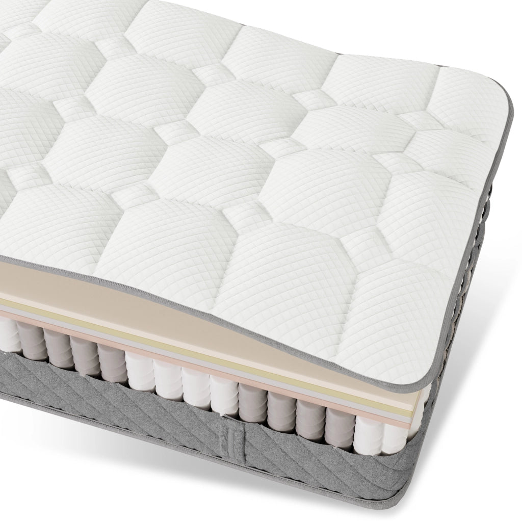 Letto singolo 90x200 cm in lino beige con LED; contenitore idraulico; USB e materasso