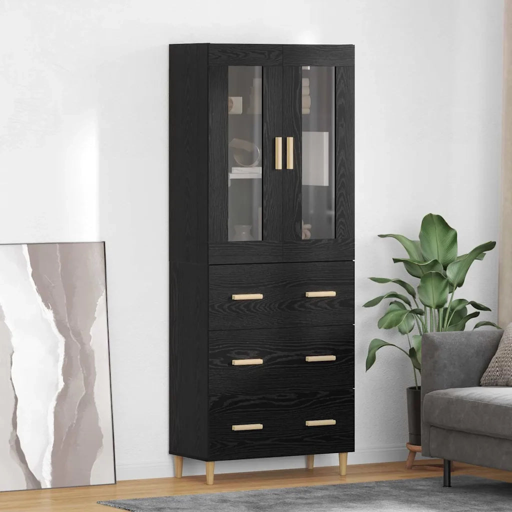 Credenza con Cassetto-Buffet-Armadio da cucina Rovere Nero 69,5 x 34 x 180 cm 361865