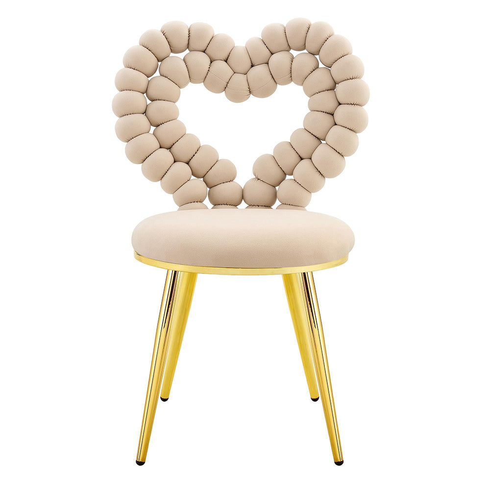 Set 2 sedie da pranzo - Xylo - velluto beige gambe dorate con schienale a cuore