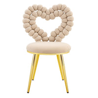 Set 2 sedie da pranzo - Xylo - velluto beige gambe dorate con schienale a cuore