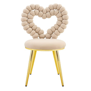 Set 2 sedie da pranzo - Xylo - velluto beige gambe dorate con schienale a cuore