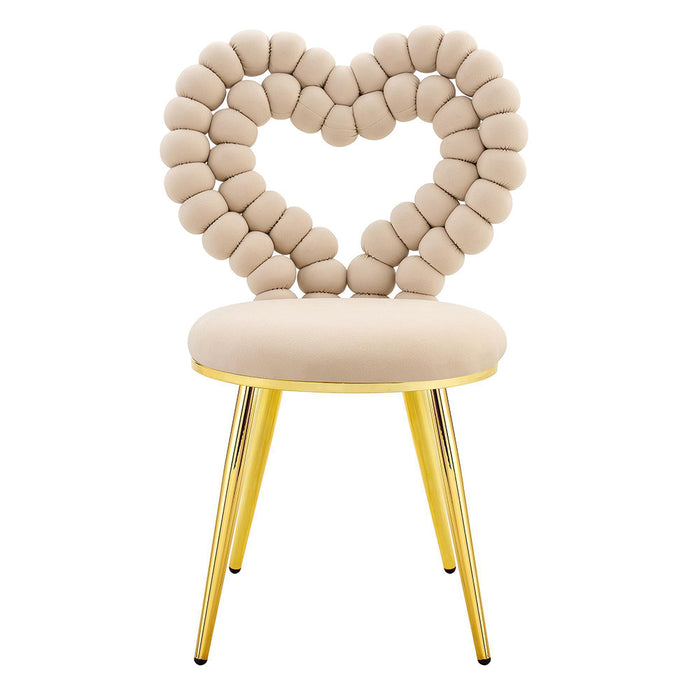 Set 2 sedie da pranzo - Xylo - velluto beige gambe dorate con schienale a cuore