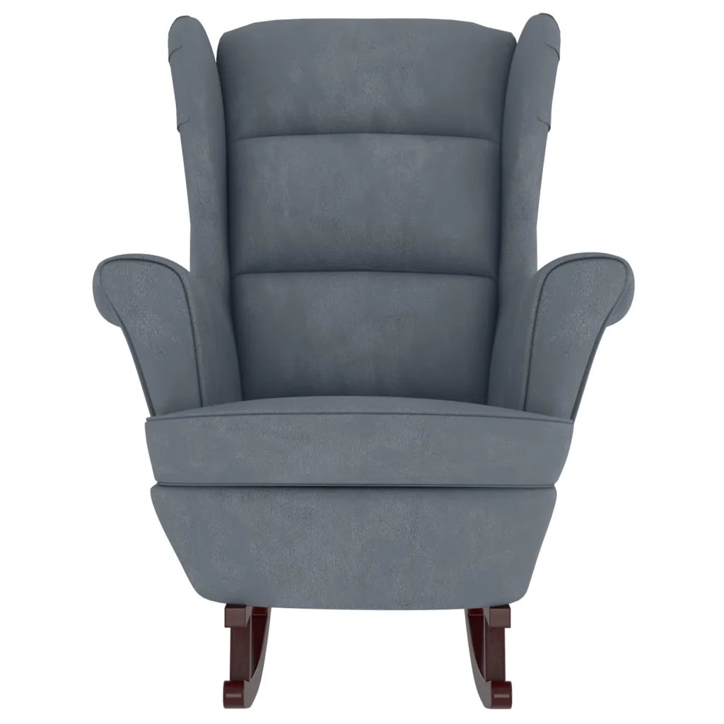 Sedia a dondolo con schienale alto in velluto grigio scuro 3121231