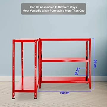 SCAFFALE IN METALLO ROSSO ETTORE KIT BULLONI 100 X 40 X H 187 CM 5 RIPIANI