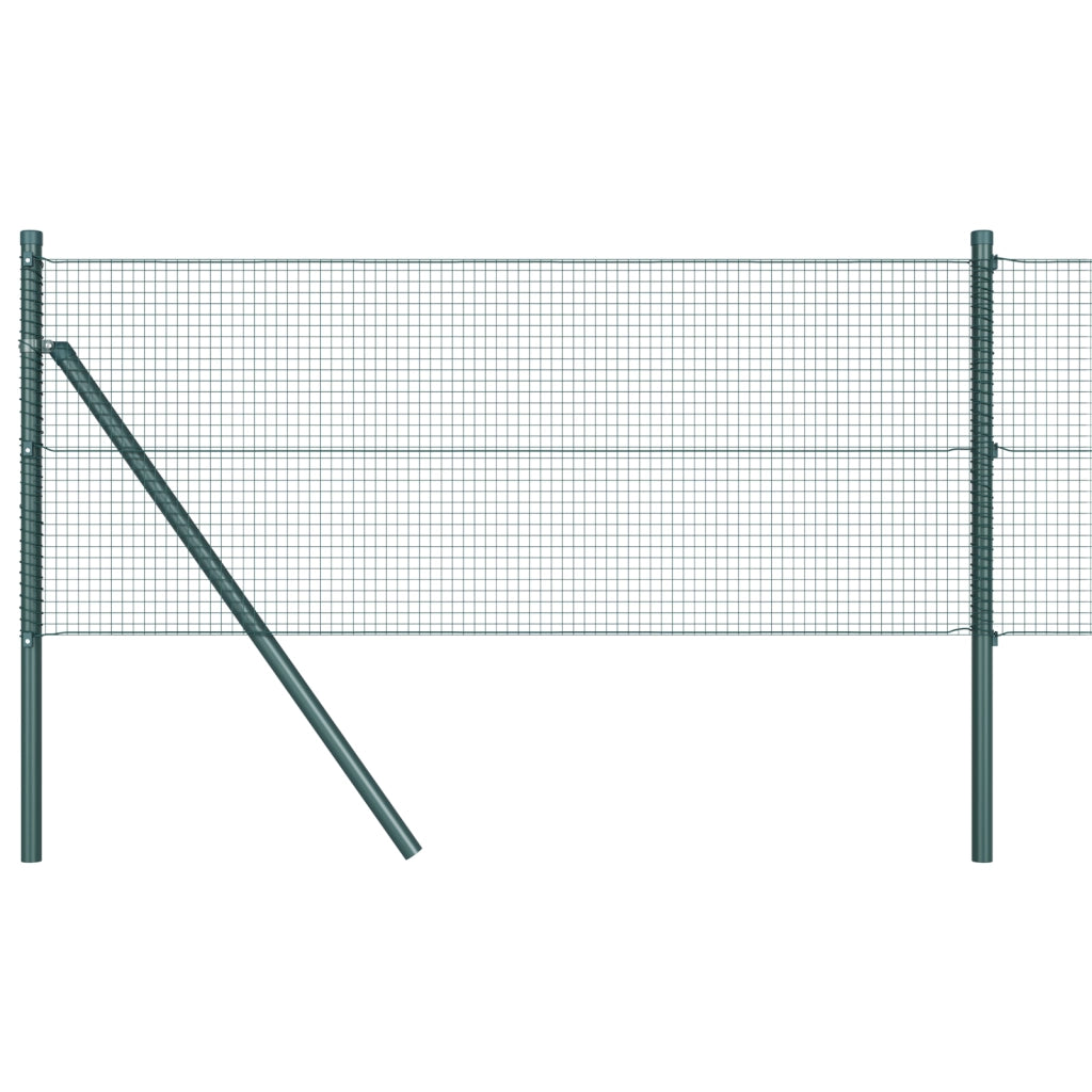 Recinzione a Rete Saldato con 7 Pali Verde 0.8x10 m Acciaio