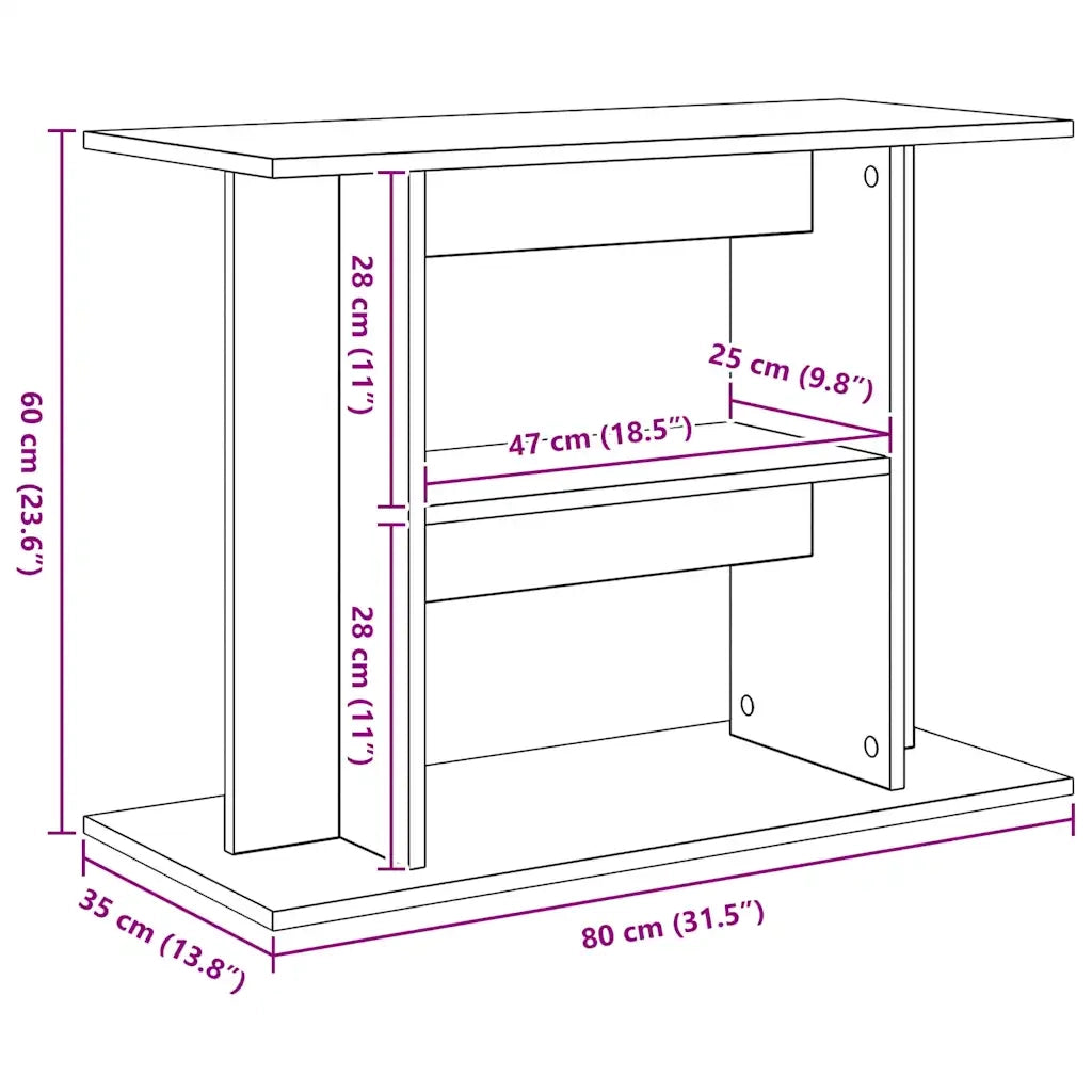 Supporto per acquario in rovere affumicato 80x35x60 cm in legno ingegnerizzato 833580
