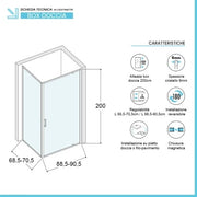 Box doccia angolare 70x90 cm con porta battente in cristallo serigrafato Ted