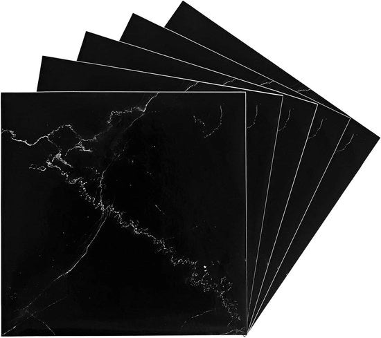 Tegelstickers autoadesivi 20x20 cm Nero Marmo 24 pezzi - Acqua resistente - Adatto per cucina e bagno - Decorazione domestica