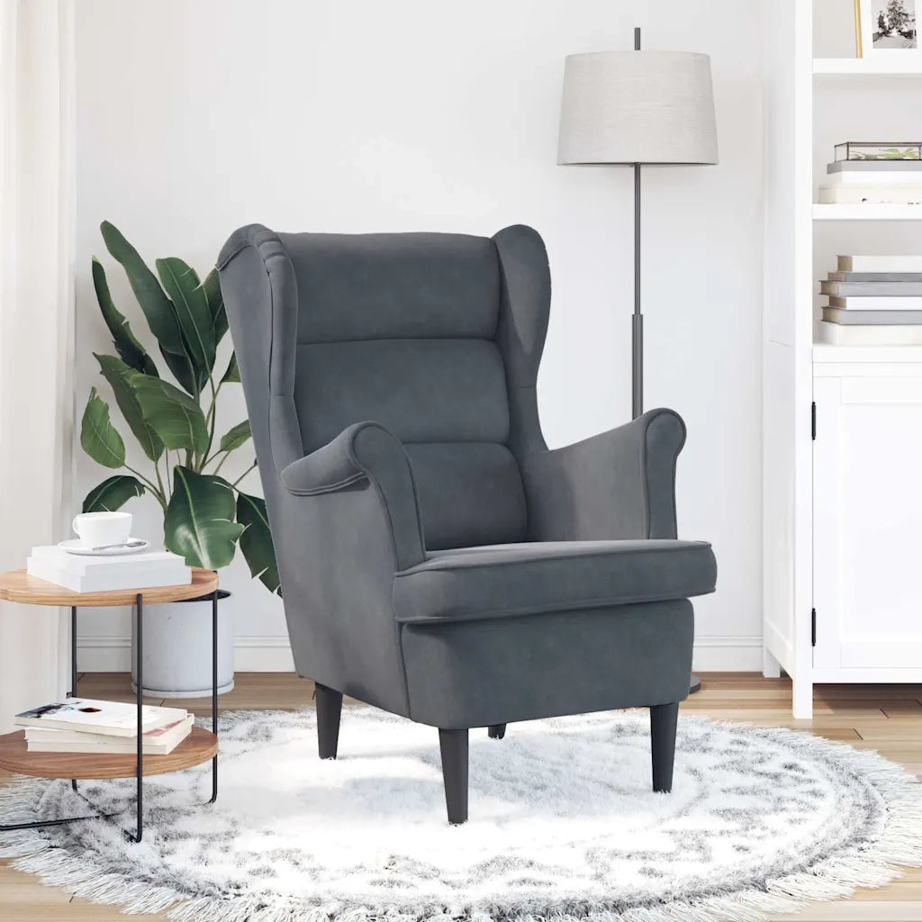 Poltrona-Divano Sedia-Poltroncina Grigio Scuro Velluto 418108