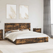 Letto con Contenitore con testiera Rovere fumé 180 x 200 cm