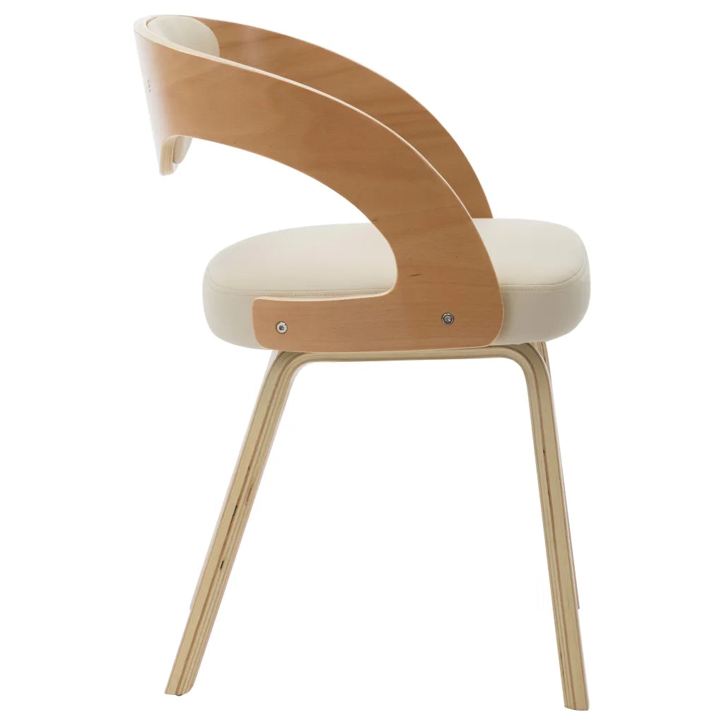Sedie da Pranzo 6 pz Crema in Legno Piegato e Similpelle 278845