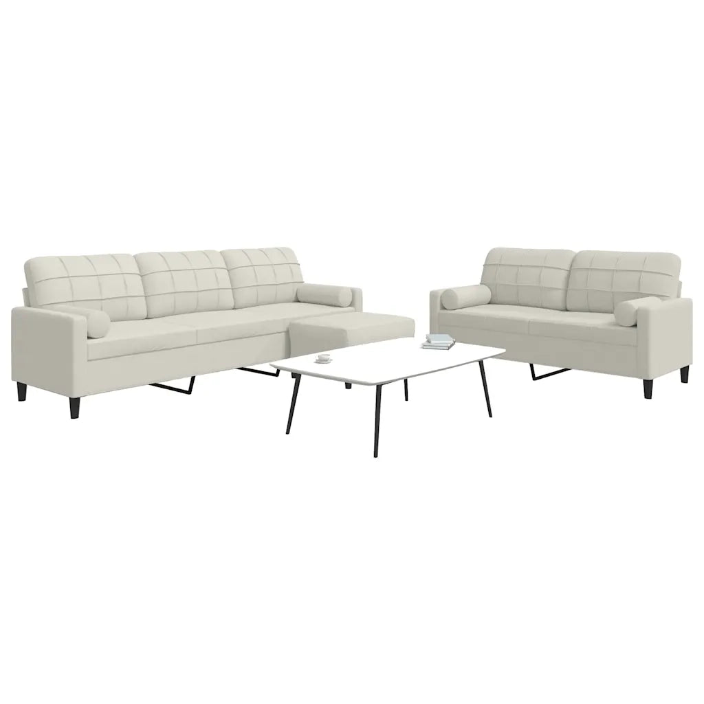 Set di Divani 3 pz con Cuscini e Rinforzi Crema in Velluto 3278509