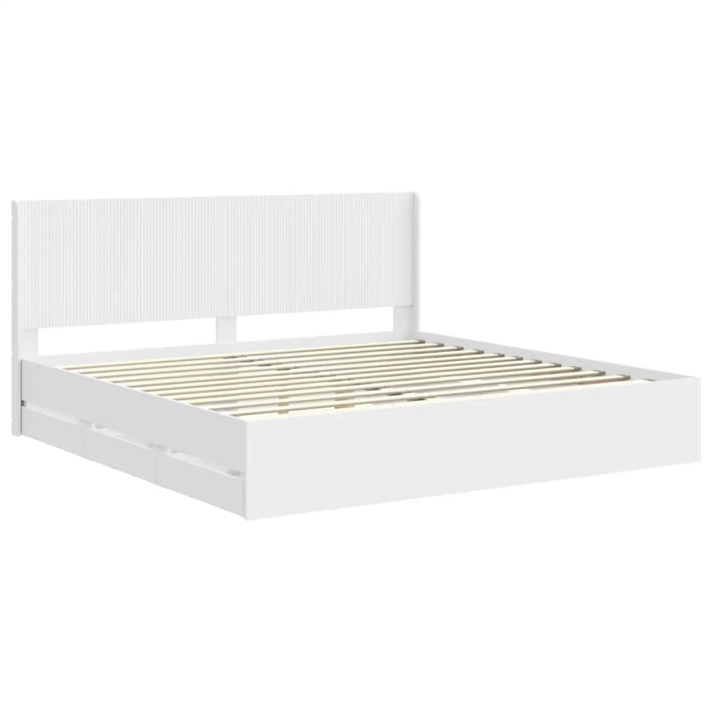 Struttura del letto con stoccaggio e testata Bianco 3413923