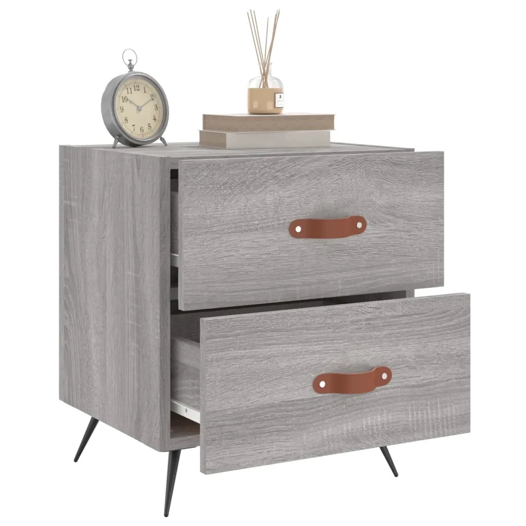 Comodini 2 pz-Set di 2 Tavolino da notte Grigio Sonoma 40x35x47,5 cm in Legno Multistrato 298569