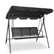 Dondolo a 3 posti con oscurante da giardino Altalena adulti da esterno 170x110x150cm Nero-Dondoli