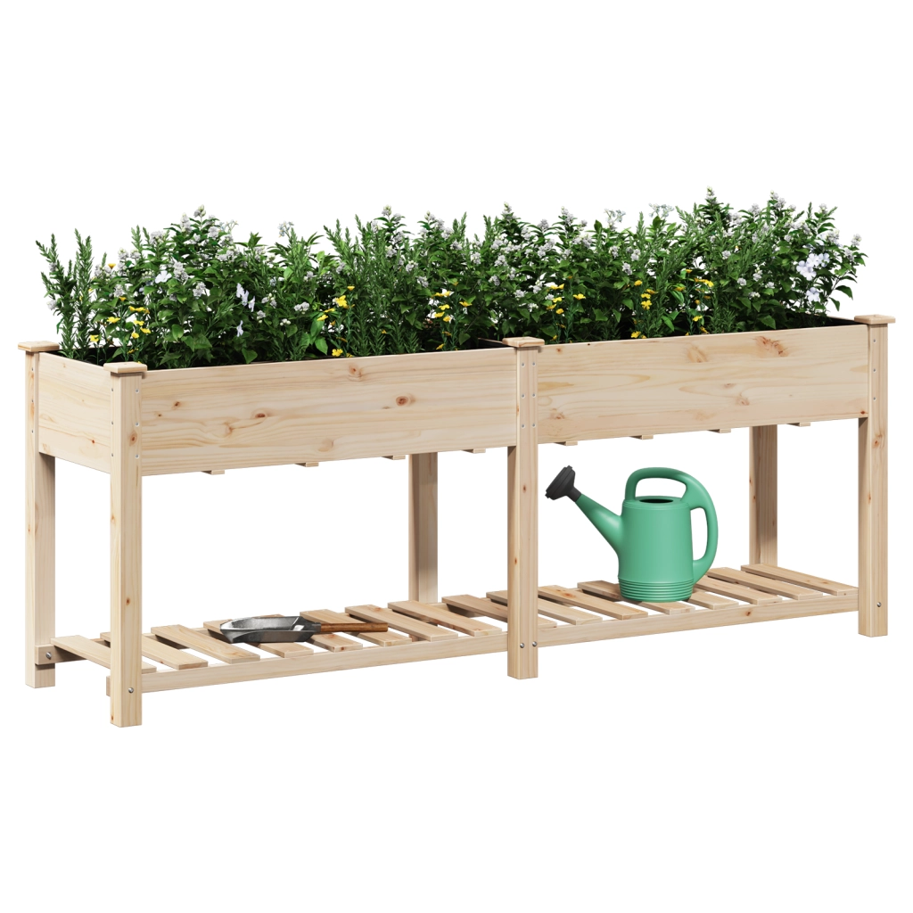 Fioriera da Giardino con Mensola 203x53x76 cm Legno Massello di Abete