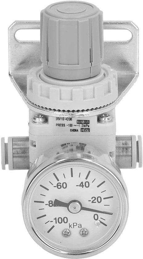 Regolatore di pressione dell'aria Compacto - Pressione di lavoro -100 a -1.3 kPa - Blocco automatico - Manopola a giro - Facile da impostare - Scala chiara - Regolatore di pressione dell'aria