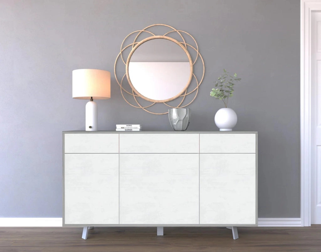 Mobile Soggiorno 3 Ante 3 Cassetti 164x41 h92cm Ossido Bianco e Nero