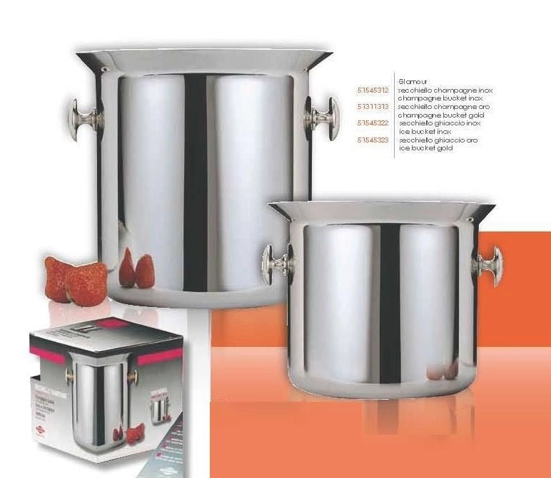 Secchiello per ghiaccio bottiglie champagne glamour pom in acciaio inox rivadossi