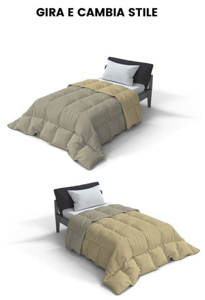 Trapunta Invernale Double Face Singola 300gr in Microfibra Tortora/Panna