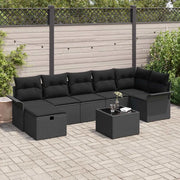 Set Divano da Giardino con cuscino 8 pcs Nero polyrattan 3358912