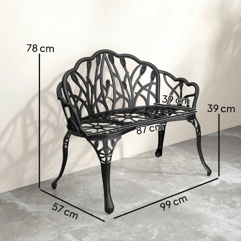 PANCA DA GIARDINO 2 POSTI 99 x 57 x 78 cm in alluminio nero