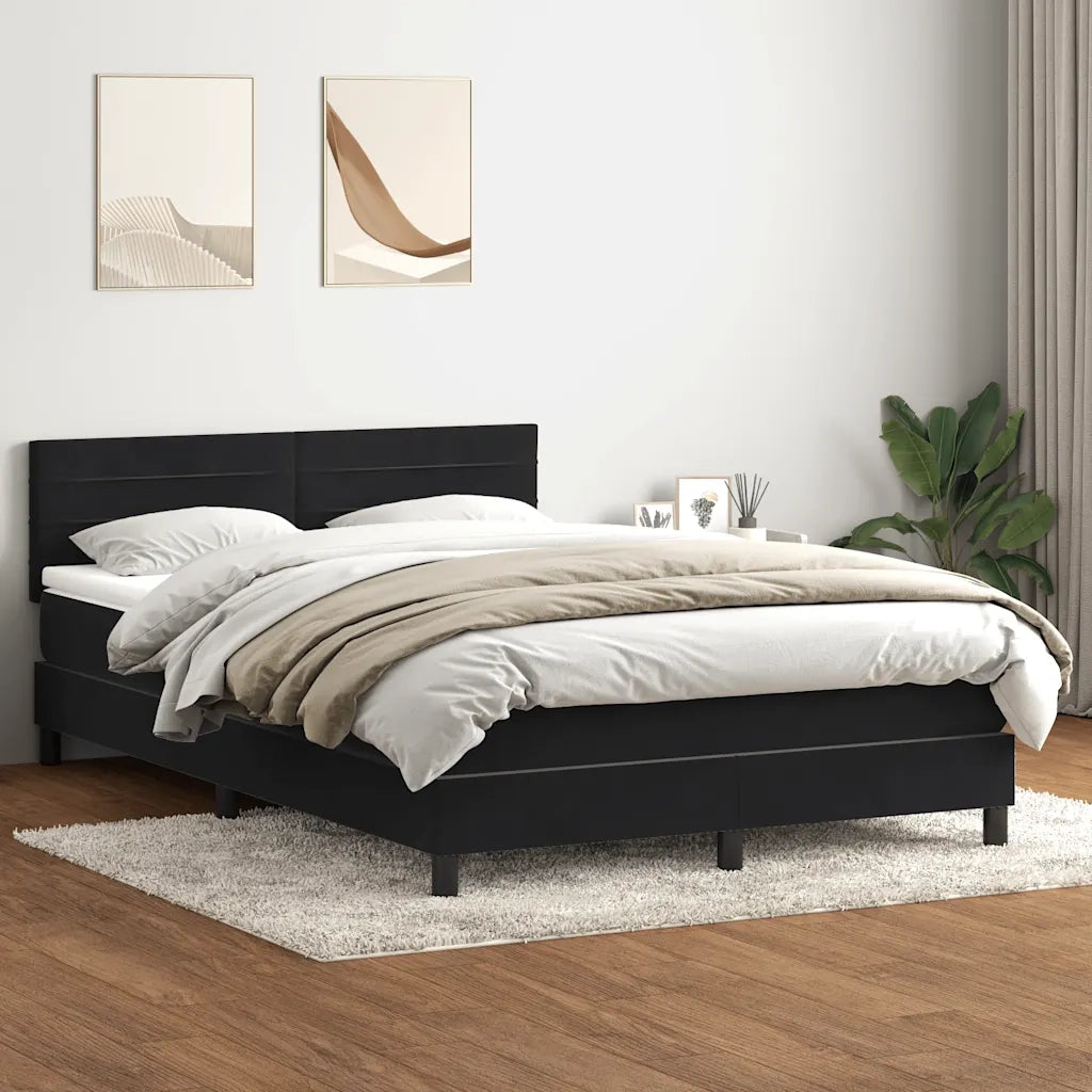 Giroletto a Molle con Materasso Nero 160x210 cm in Velluto