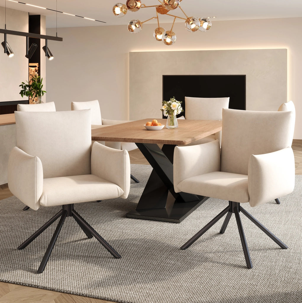 SEDIE Girevoli Set da 4 pezzi Velluto Beige