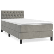 Letto singolo | Letto per adulti | Giroletto a Molle con Materasso Grigio Chiaro 90x190 cm Velluto