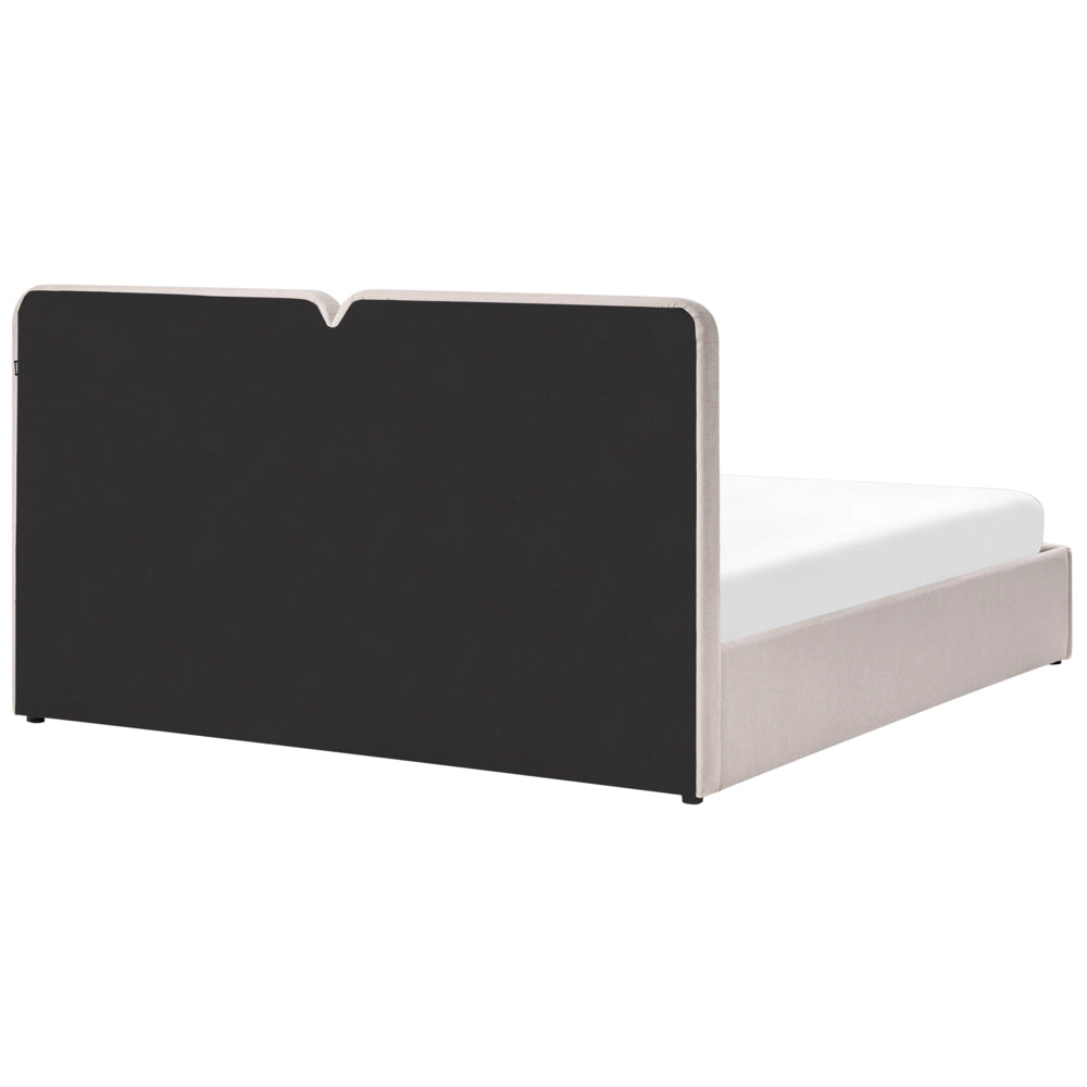 Letto ottomano color beige in tessuto 180 x 200 cm Testiera imbottita Rete a doghe sollevabile