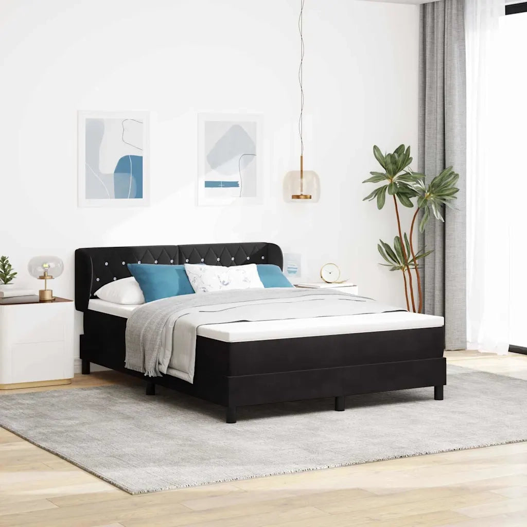 Letto a molle con materasso Nero 140 x 190 cm Velluto 3340330