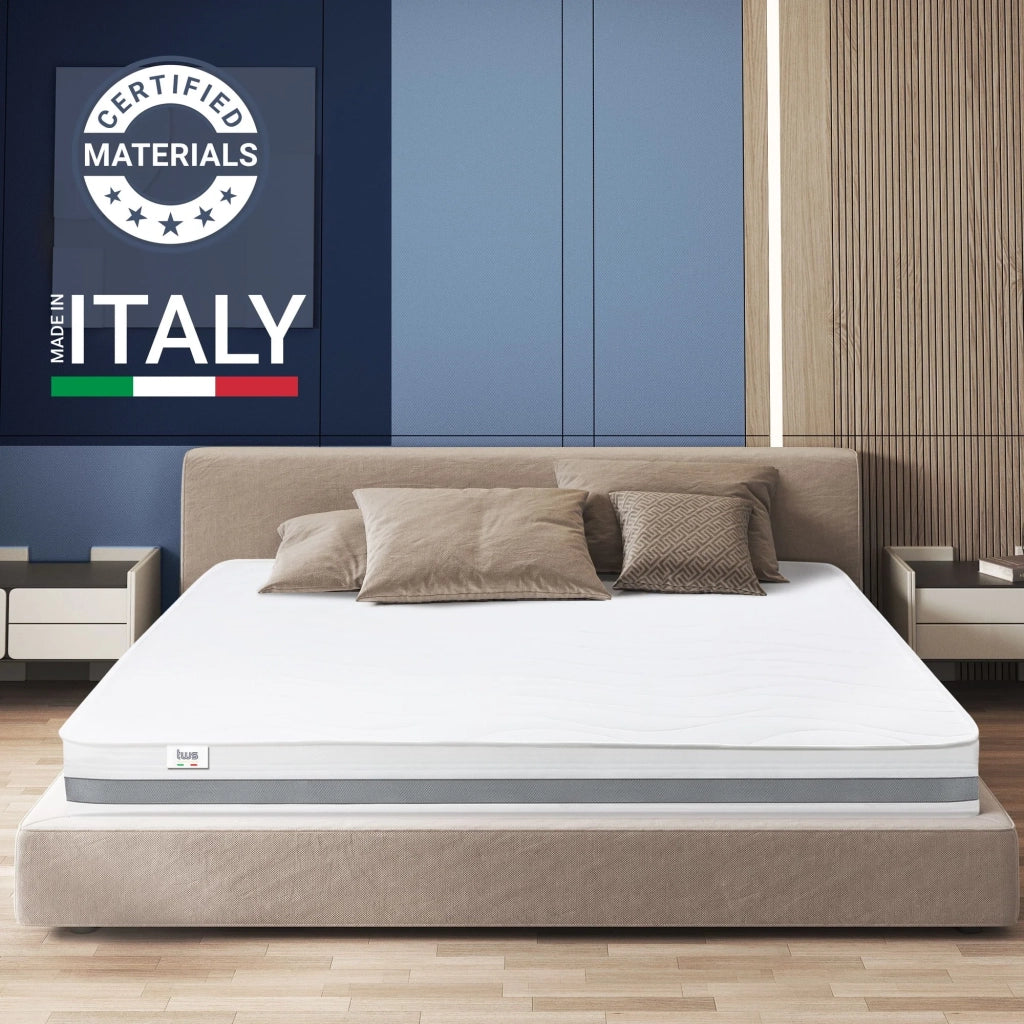 Materasso Singolo 90x190 cm in Memory Antibatterico | Altezza 20 cm | Rivestimento 3D Air in Fibra Ipoallergenica | Materasso Ortopedico a 7 Zone Differenziate Termosensibili
